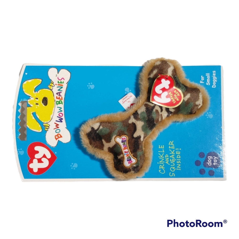 Bow Wow Beanies Ty Camouflage Beanie Bone Crinkle Squeak Small Dog Toy